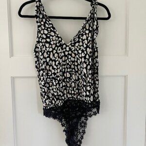 Free People Body Suit, intimate collection Black and White pattern